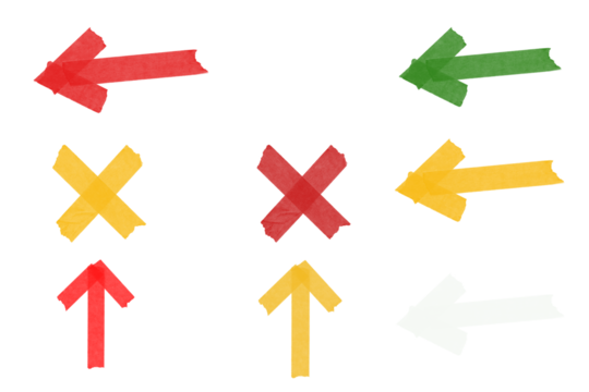 Colorful Tape Arrows and X Marks Set. Direction Symbols Collection - Powered by Adobe