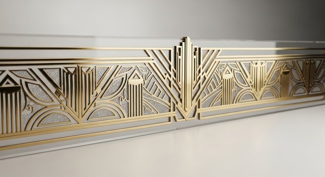 Luxurious art deco design element with geometric golden patterns and elegant style - Powered by Adobe