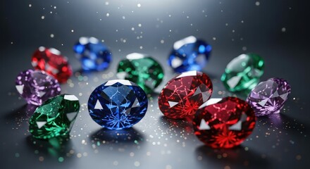 Spectacular gems scattered in a dazzling display of colorful light and sparkle