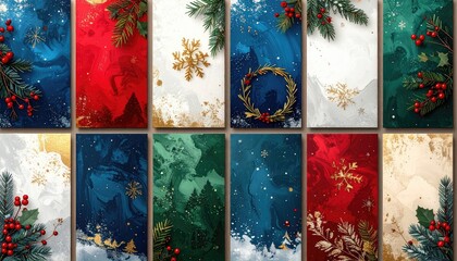Festive Christmas and Winter Abstract Art Panels Collection.