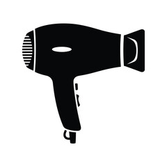 Black hair dryer icon silhouette
