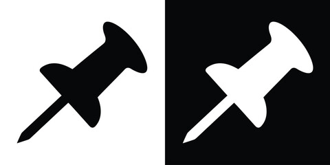 Push pin silhouette vector, Thumbtack icon, Push pin vector icon