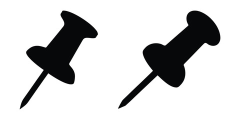 Push pin silhouette vector, Thumbtack icon, Push pin vector icon