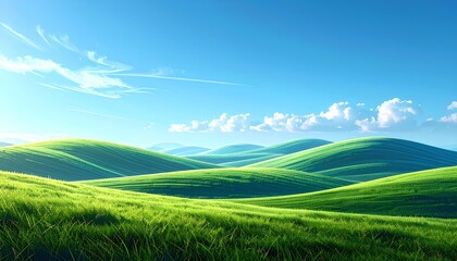 Obraz premium summer landscape with green hills and blue sky background
