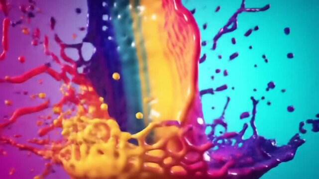 Vibrant liquid splash abstract colorful fluid motion