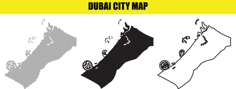 Dubai city map showcasing different map styles