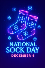 Neon Glowing Socks Cyber Poster for National Sock Day &ndash; December 4