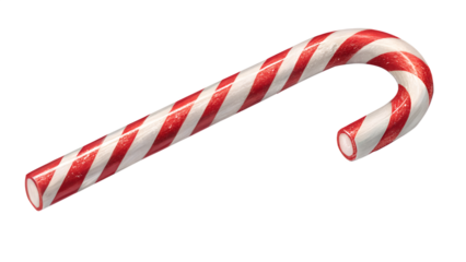 Red and white striped candy cane isolated on black background isolated on white background isolated on transparent background