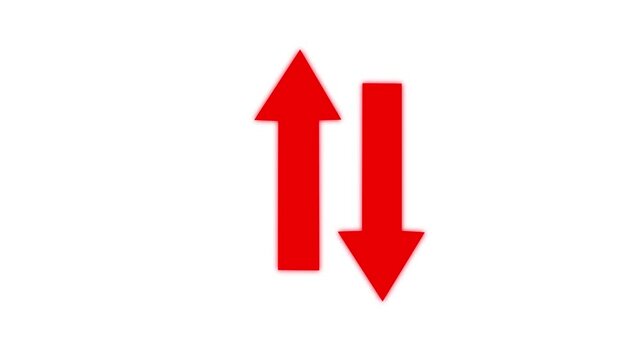 Swipe up down directional arrow animation. Arrow keys pointing up down with white screen. Social media scroll arrow animation buttons. Arrow loading icon. Downloaded, and the animation is updated.