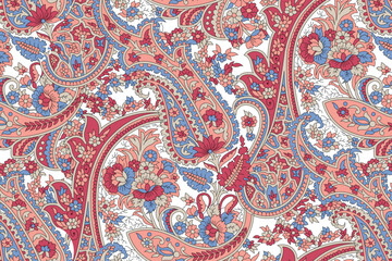 Indian paisley seamless pattern on white  background