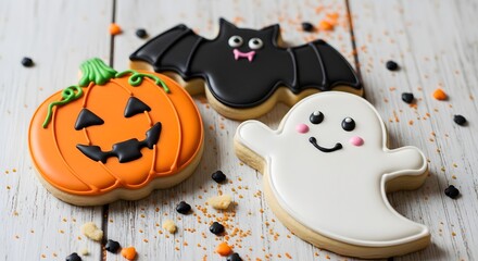 Halloween cookies pumpkin bat ghost sugar cookies holiday treats sweet dessert