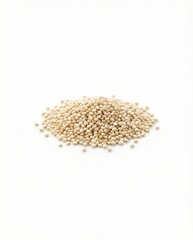 Pile of Organic White Quinoa Seeds Isolated on White Background | Raw Gluten-Free Superfood Grain for Healthy Salad, Bowl, and Diet Concepts