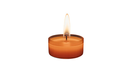 Burning orange tea light candle providing warm glowing light