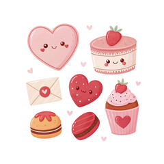 set of cakes valentine day