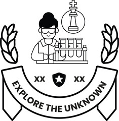 A man is working in a lab with a banner that says 