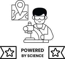 A man is wearing a lab coat and holding a microscope