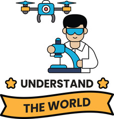 A man is holding a microscope