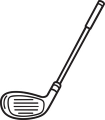 Black outline golf club with horizontal lines on face against white background sport equipment