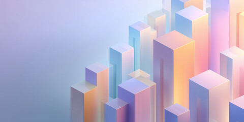 Fototapeta premium Pastel Gradient 3D Geometric Towers with Deep Layered Perspective