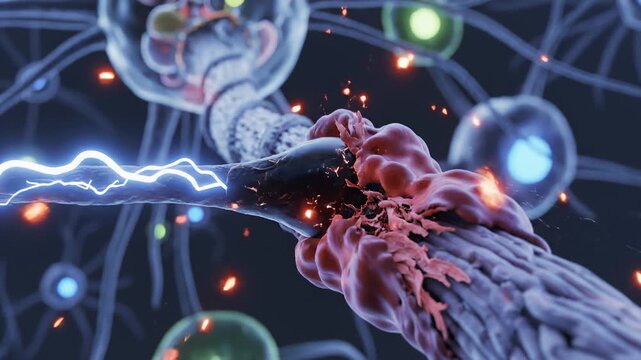 Neurons Firing in Brain With Electrical Impulses, 3d Animation