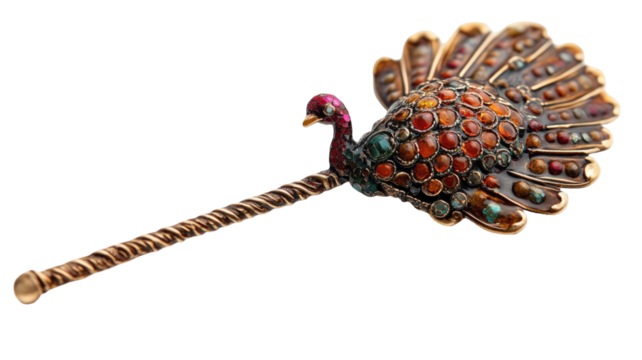 Turkey-themed hair pin illustrated with festive decorative accents featuring bright feather-inspired details and charming holiday styling isolated on white background