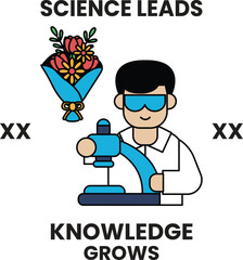 A man in a lab coat holding a microscope