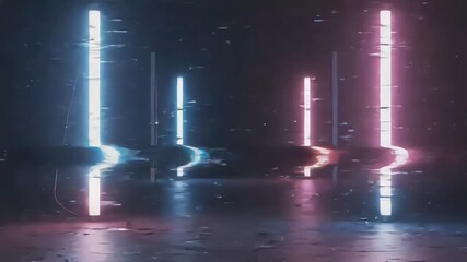 Vibrant RGB split glitch with rapid pixel tearing, color separation, and chaotic distortion waves across a full digital background - Powered by Adobe