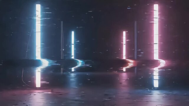 Vibrant RGB split glitch with rapid pixel tearing, color separation, and chaotic distortion waves across a full digital background