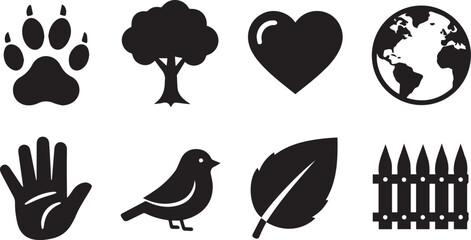 Nature and environmental protection icons paw print