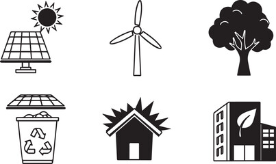 Fototapeta premium Renewable energy and eco-friendly icons solar panel