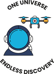 Obraz premium A man in a space suit is flying a drone