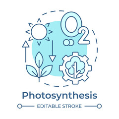 Photosynthesis soft blue concept icon. Oxygen production. Ecosystem care, ecology preservation. Round shape line illustration. Abstract idea. Graphic design. Easy to use in article, brochure