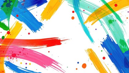 Fototapeta premium Colorful Brush Strokes on White Background - Abstract Art.