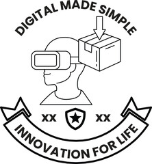 A man wearing a virtual reality headset is shown with a box in the background