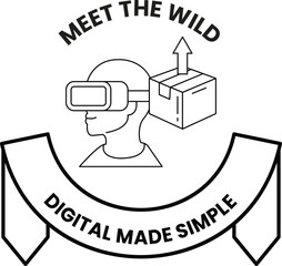 A man wearing a virtual reality headset is shown with a box on his head