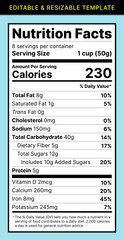 Nutrition facts editable template. Nutrition label design vector.