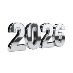 Chrome 3d text 2025 isolated on transparent background