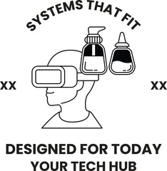 A man wearing a virtual reality headset with two bottles on his head