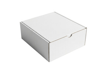 Naklejka premium A simple white cardboard box for packaging and shipping isolated on transparent background