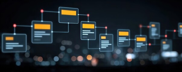Forest based eco tech station showing project planning roots operation flows task execution nodes and optimization management sensors