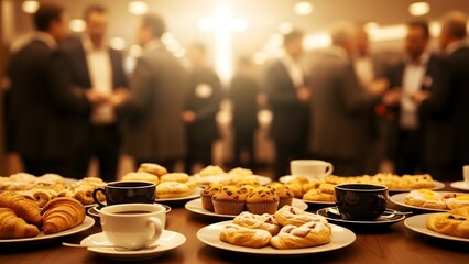 Business meeting with food and coffee at a conference