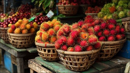 A fresh, ripe basket of summer berries and organic fruit