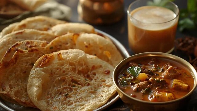 Tamil New Year Breakfast with Appam, Stew and Traditional Tea