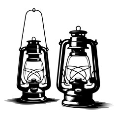 Vintage Oil Lantern Vector – Classic Antique Lamp Illustration