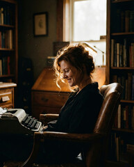 Woman Leans Back, Quietly Laughing in Dim Light