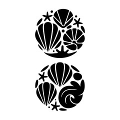 Sea Shell and Starfish Silhouette Vector Set – Coastal and Beach Theme Icons