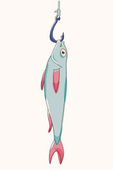 fishing hook catches fish vector graphic design. fishing hook catches fish vector illustration