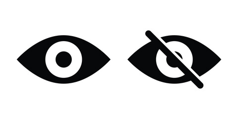 Eye and Hidden Icon Set. Visibility On/Off Vector. Visibility Icons Pack