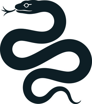 Stylized Snake Illustration with Tongue Out Dark Blue Silhouette Design