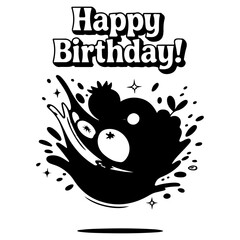 Happy Birthday Panda SVG, Cute Panda Birthday Cake Topper, Panda Party Decor, Kids Birthday PNG, Cricut Silhouette Cut File